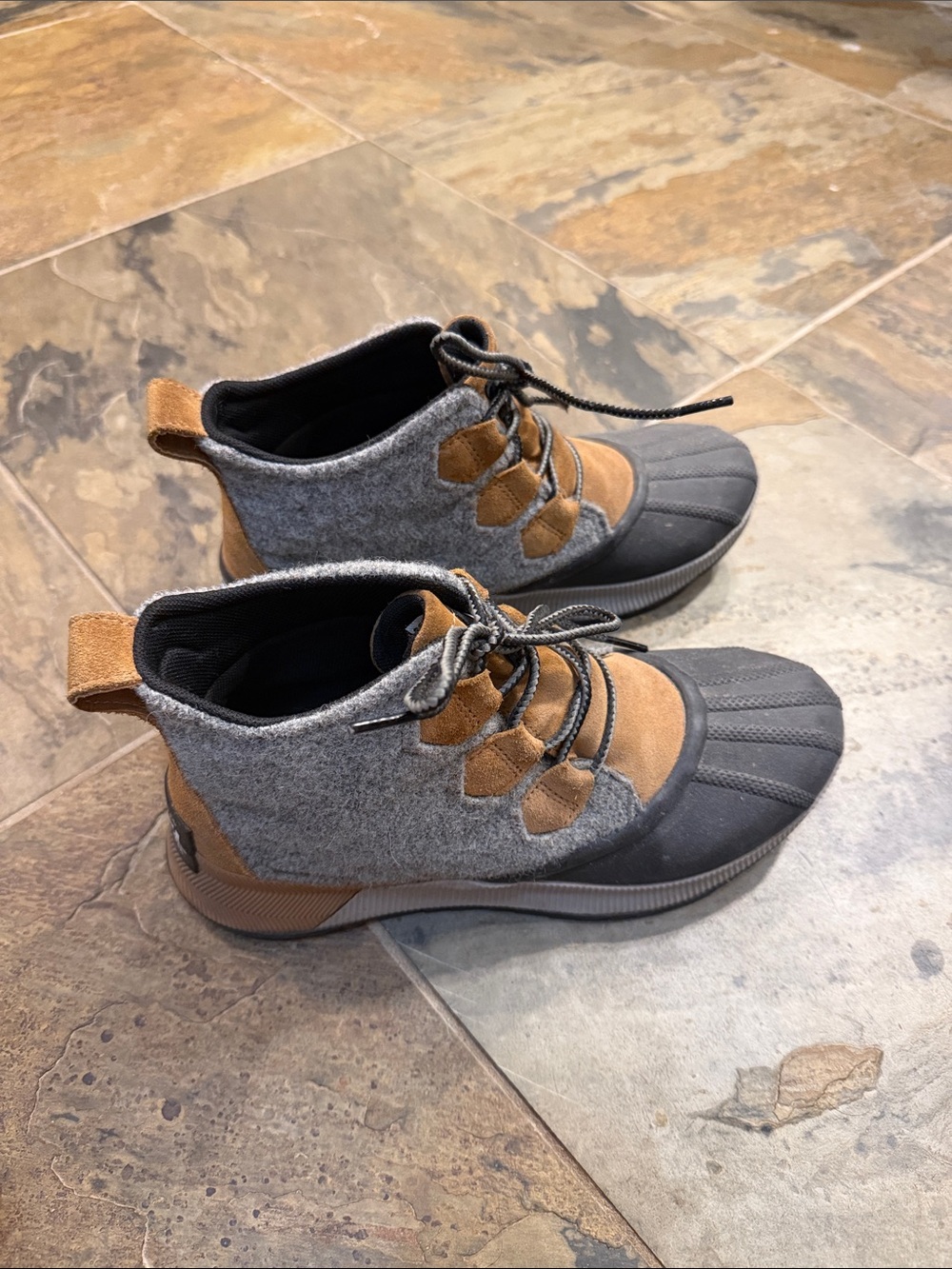Sorel Men's Gray and Brown Wool-Accent Duck Boot